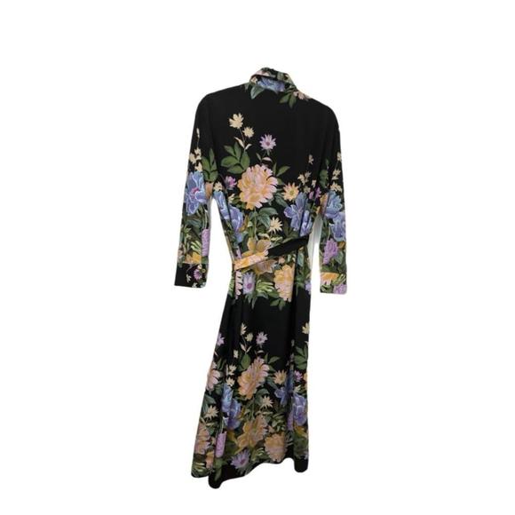 Zara Floral Silk Tie Dress (Sz Medium) - Picture 4 of 5